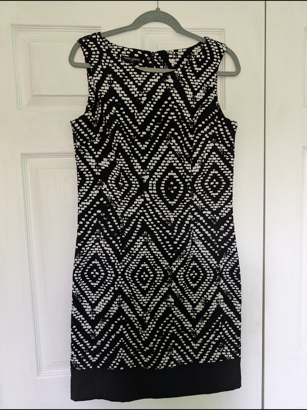Mario Serrani Black and White Geometric Midi Dress